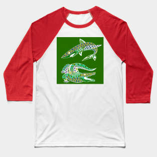 green animals in eco art the shark and the alligator ecopop Baseball T-Shirt